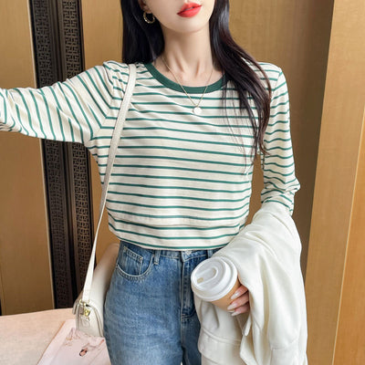 Blusa de Lactancia a Rayas Manga Larga Primavera Otoño - Image 9