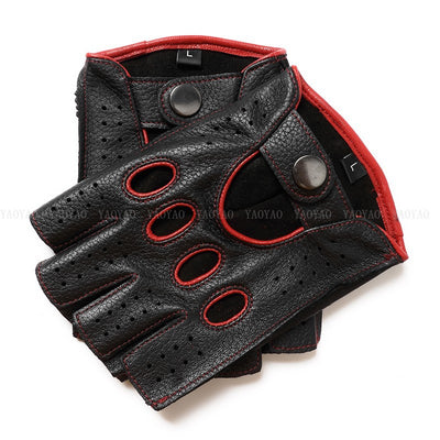 Guantes de Cuero Mitad Dedo para Motociclismo y Actividades al Aire Libre - Image 8