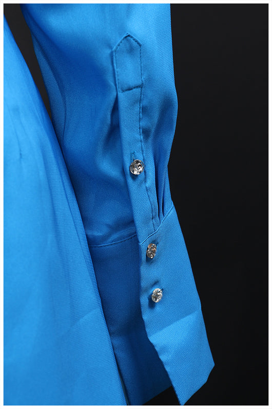 Vestido Camisero Asimétrico con Pliegues y Corte Slim - Image 15