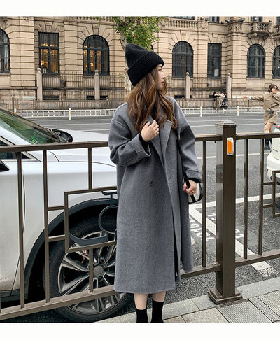 Abrigo de Lana Hepburn Coreano Suelto Midi para Otoño e Invierno - Image 20