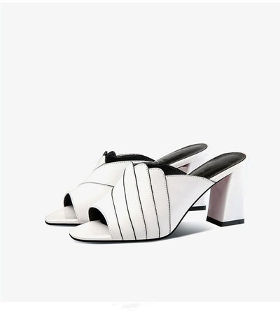 Sandalias de Cuero para Mujer con Tacón Grueso y Punta Abierta - Image 11