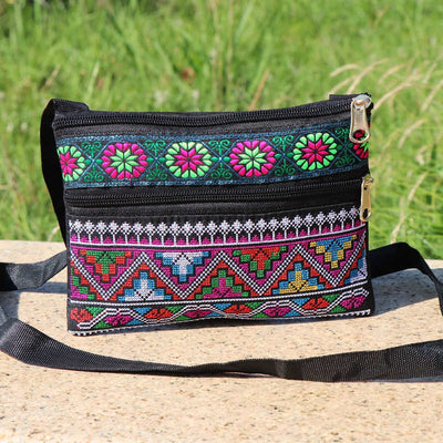 Bolsa Bandolera Doble Compartimento con Bordado Artesanal - Image 9