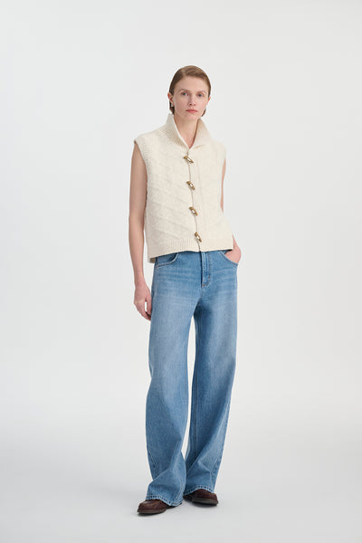 Chaleco Cardigan Tejido de Algodón con Textura Diamante - Image 10