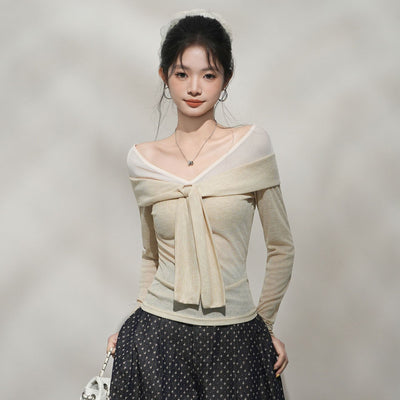 Camiseta Manga Larga Ajustada con Costuras Decorativas para Mujer - Image 3