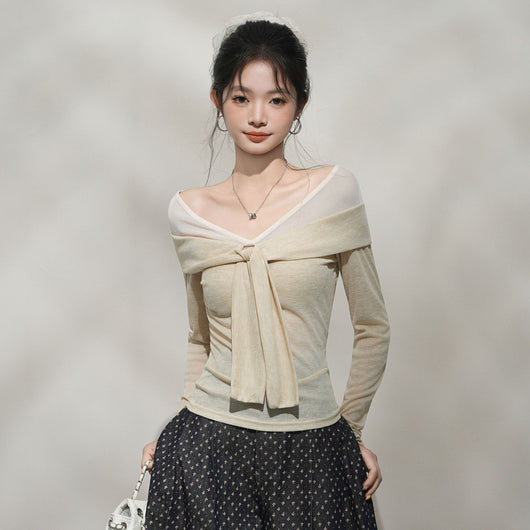 Camiseta Manga Larga Ajustada con Costuras Decorativas para Mujer - Image 3