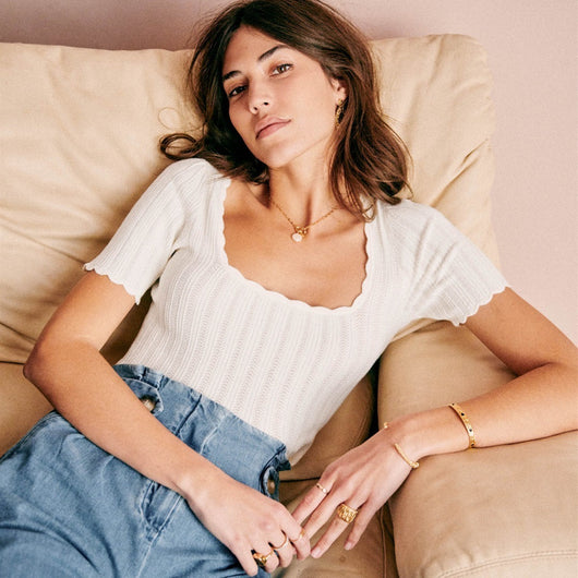 Blusa Tejida con Cuello de Pétalos y Manga Corta - Image 7