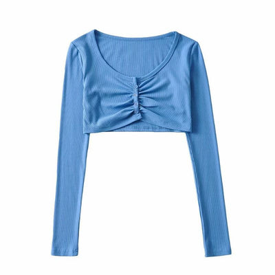 Sudadera Corta Cuello Redondo Manga Larga para Mujer - Estilo Otoño - Image 9