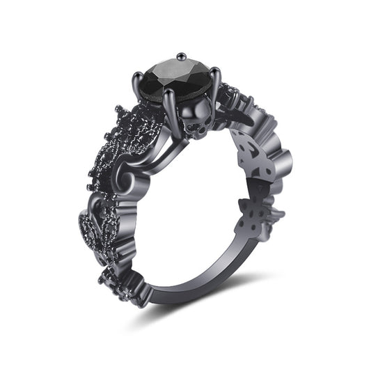 Anillo Punk Chapado en Oro Negro con Circón Negro Incrustado - Image 16