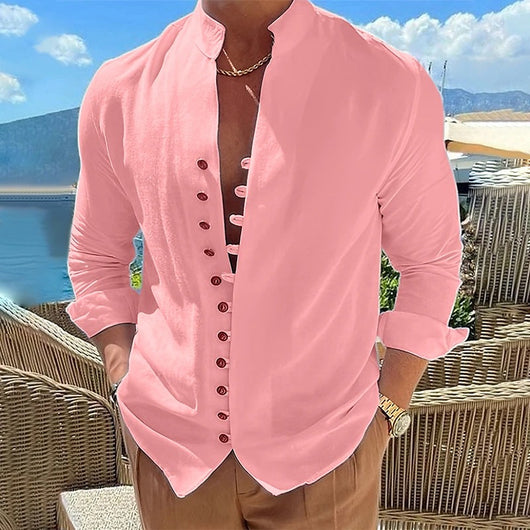 Camisa Casual Hombre Manga Larga Botones Retro Suelta - Image 10