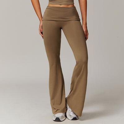 Pantalones Yoga Deportivos Talle Alto con Pliegues y Bota Acampanada - Image 2