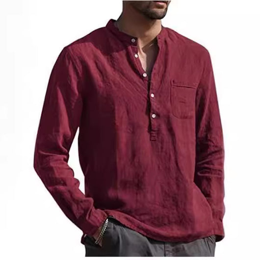 Camisa de Lino Casual Manga Larga para Playa Hombre - Image 12