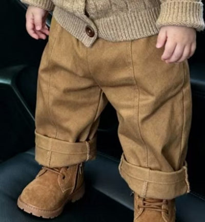 Suéter Tejido Grueso Estilo Coreano para Niño Otoño-Invierno en Khaki con Bordado - Image 8