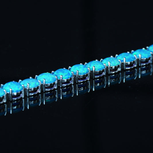 Pulsera de Ópalo Azul Blanco 8MM - Elegancia Natural - Image 2