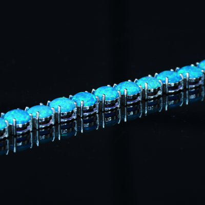 Pulsera de Ópalo Azul Blanco 8MM - Elegancia Natural - Image 2