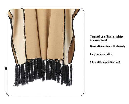 Poncho Hoodie con Borlas - Abrigo Versátil para Otoño e Invierno - Image 9