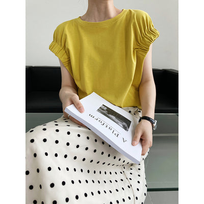 Camisetas Plisadas con Mangas Cortas para Mujer - Image 26