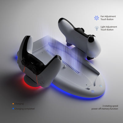 Ventilador Refrigerante Multifunción PS5 con Cargador, Soporte y Luz RGB