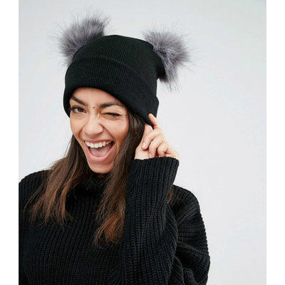 Gorro de Lana Tejido Doble para Mujer con Bola Decorativa - Image 16