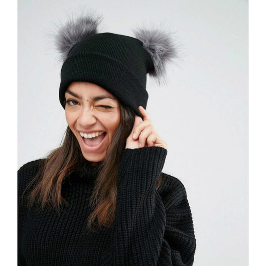 Gorro de Lana Tejido Doble para Mujer con Bola Decorativa - Image 16