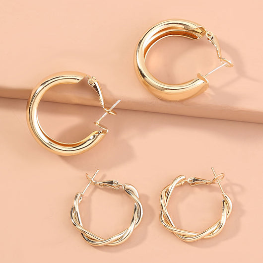 Aretes Geométricos C-Shape | Juego de Combinables Elegantes y Minimalistas - Image 4
