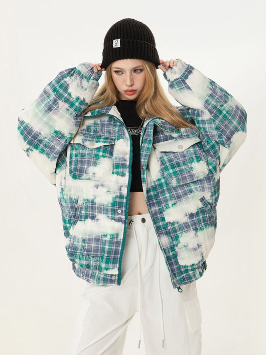 Abrigo de Algodón Cuadros Retro Holgado para Invierno - Image 27