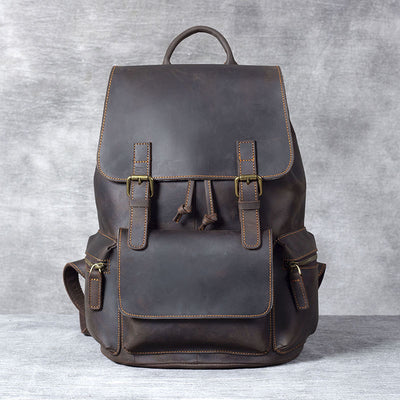 Mochila de Cuero Crazy Horse Estilo Retro para Hombre - Piel Vacuna Premium - Image 5