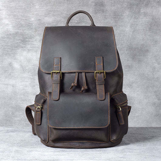 Mochila de Cuero Crazy Horse Estilo Retro para Hombre - Piel Vacuna Premium - Image 5
