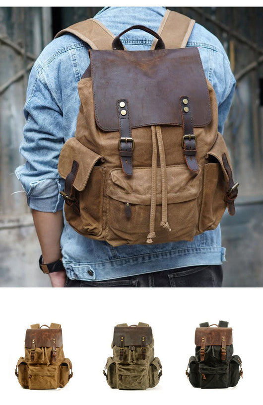 Mochila Casual para Hombre de Lona Encerada - Estilo Moderno con Compartimento para Laptop - Image 20