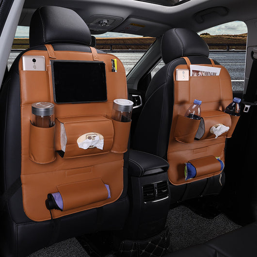 Organizador de Asiento Trasero de Cuero con Bolsas Plegables - Image 9