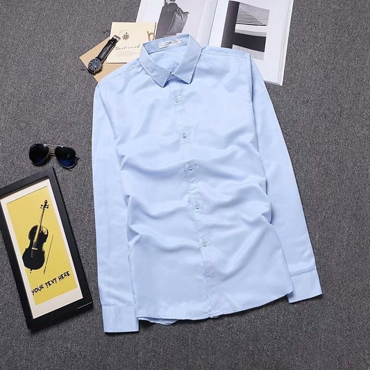Camisa Slim Fit de Manga Larga Estilo Coreano para Hombre
