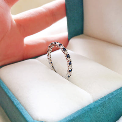 Anillo de Diamantes Eternidad Plata Ley 925 Redondo Completo - Image 5