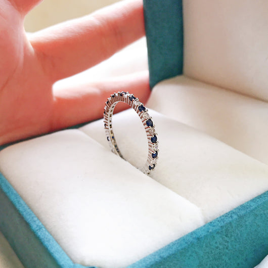 Anillo de Diamantes Eternidad Plata Ley 925 Redondo Completo - Image 5