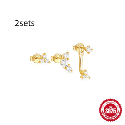 Aretes de Plata Esterlina 925 con Zirconia Geométrica y Borla para Uso Diario - Image 13