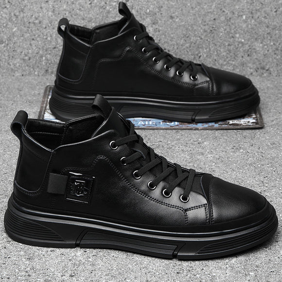 Botas Altas de Cuero para Hombre - Zapatos Casuales Invierno