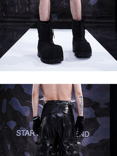 Pantalones Cortos de Cuero PU con Detalle de Anillo - Estilo Casual - Image 15