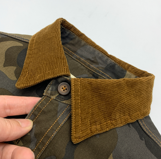 Camisa Retro Americana de Corduroy con Solapas y Costura de Camuflaje para Hombre - Image 11
