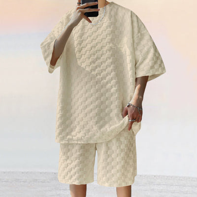 Conjunto de Shorts Sueltos a Cuadros Jacquard Estilo Casual - Image 8