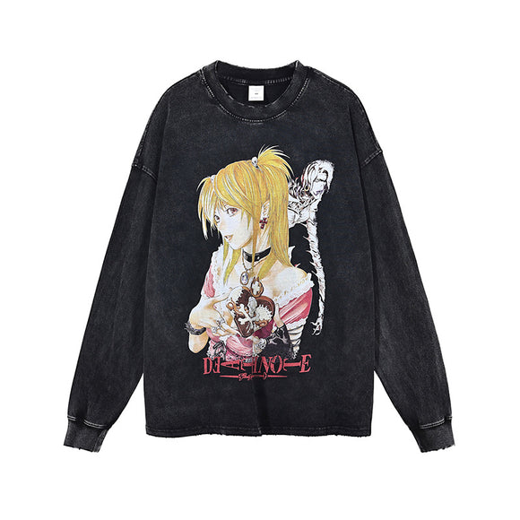 Camiseta Manga Longa Tie-Dye Desbotada Retrô com Estampa Digital
