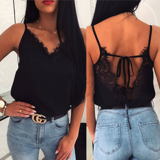 Blusa de Encaje Elegante con Escote en V para Verano - Image 9