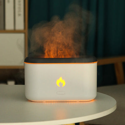 Dark gray rectangular ultrasonic aroma diffuser with rounded corners and a flame icon on the front, featuring an open top. - Image 4