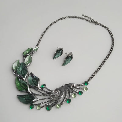 Conjunto de Collar y Aretes Flor de Alocasia