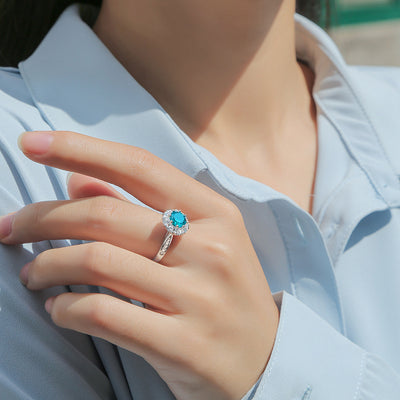 Anillo de Plata S925 Azul Hielo Elegante para Mujer