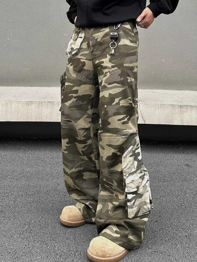Overol Camuflado Cosido Hombre Estilo Retro Pantalón Casual Recto - Image 3