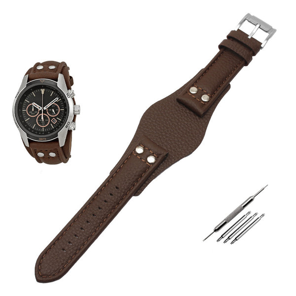 Correa de Reloj Vintage Cuero Suave Naranja