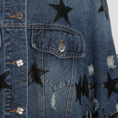 Chaqueta Denim Desgarrada con Solapa Estrella para Mujer - Image 13