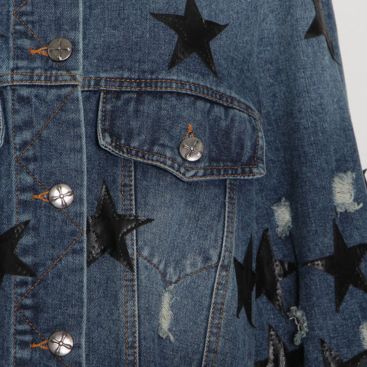 Chaqueta Denim Desgarrada con Solapa Estrella para Mujer - Image 13