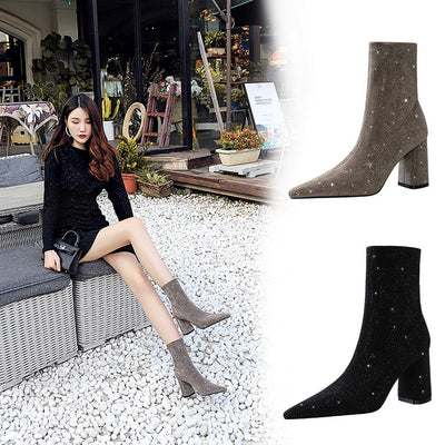Botas de Tacón Alto con Pedrería y Punta Afilada para Mujer - Image 6