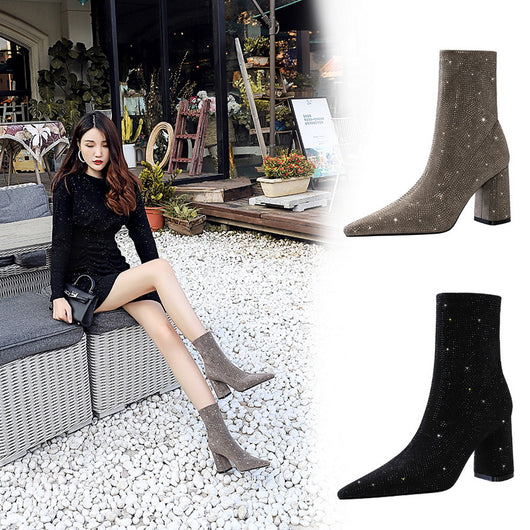 Botas de Tacón Alto con Pedrería y Punta Afilada para Mujer - Image 6