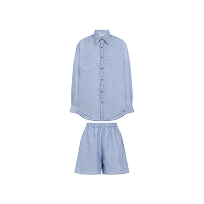 Conjunto Holgado de Camisa y Shorts con Patrón Jacquard Oscuro - Image 5