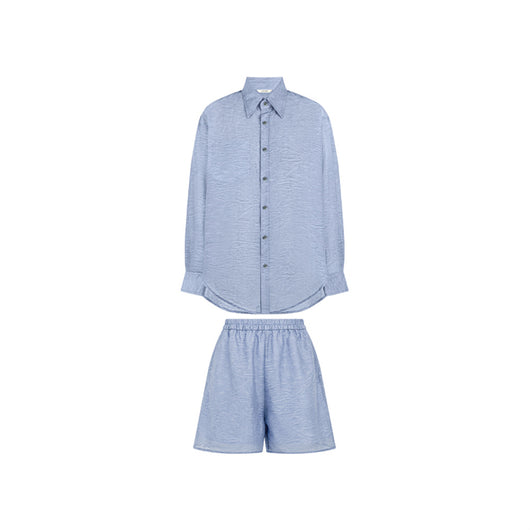 Conjunto Holgado de Camisa y Shorts con Patrón Jacquard Oscuro - Image 5